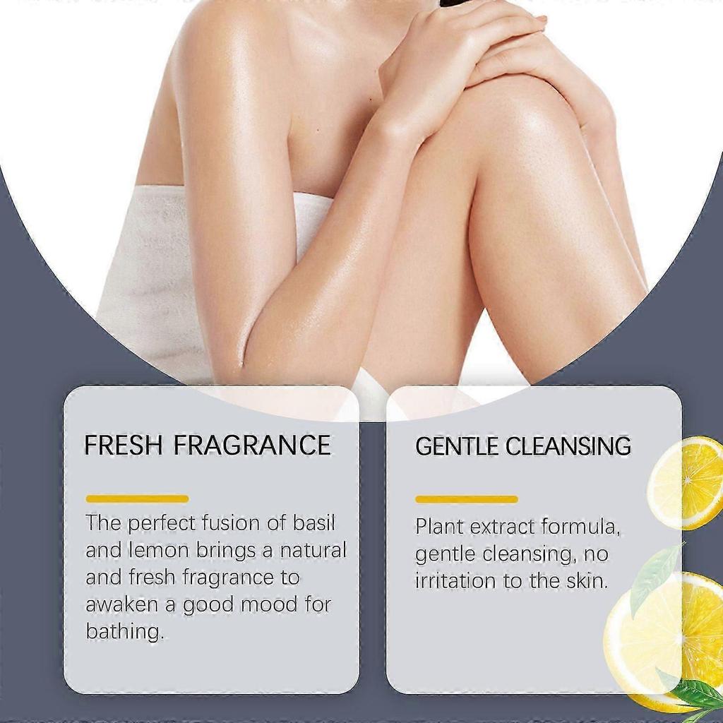 Basil & Lemon Hydrating Shower Gel Natural Refreshing Body Wash with Camellia & Lemon Extracts for Gentle, Moisturizing Cleansing and Invigorating Ar