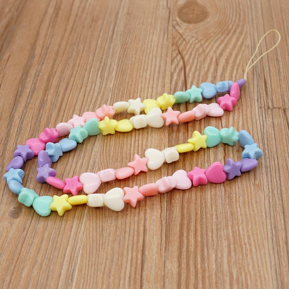 2025 New Pink Five-pointed Star Pearl Phone Chain Resin Smiley Face Beaded Mobile Phone Lanyard for Women Jewelry