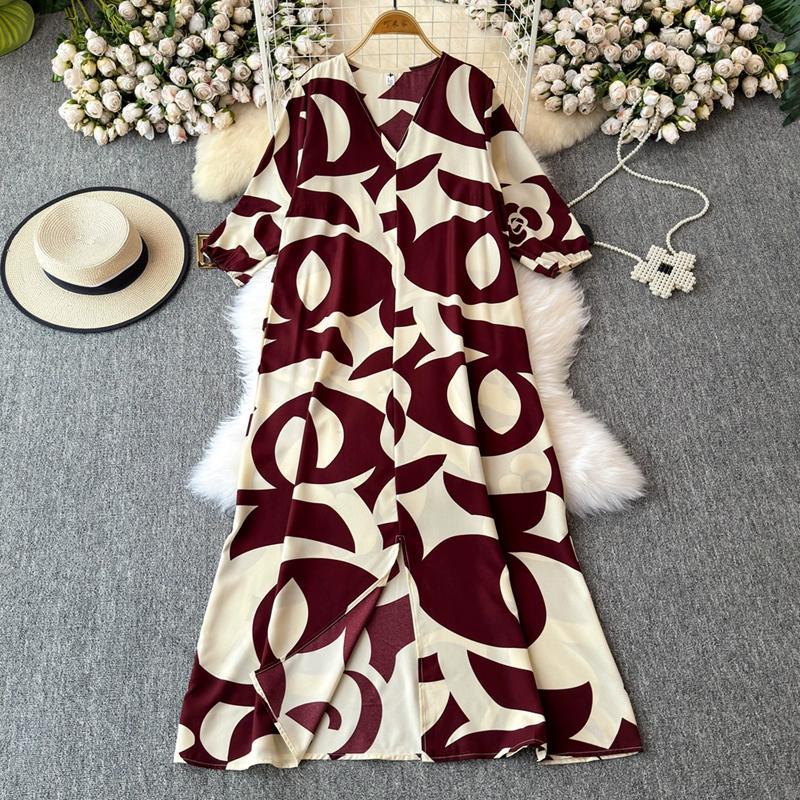 Французский стиль, длинное летнее новое женское платье, высококачественная фактура, изысканное платье с V-образным вырезом