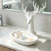 Modern Entryway Tray 3D Printed Deer Jewelry Tray, Nordic Style Antler Ring Holder, Minimalist Bedroom Aesthetic Decor Desk Organizer for Dresser,