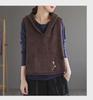 Ladies' Hooded Retro Knit Vest - 2024 Spring/Autumn Waistcoat Layered Top