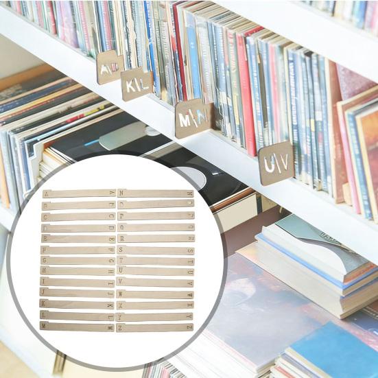 Алфавитные деревянные разделители для виниловых пластинок 26 шт. Органайзер-держатель для виниловых пластинок, DVD, книг, разделитель по буквам А-Я, аксессуар для полочного хранения для