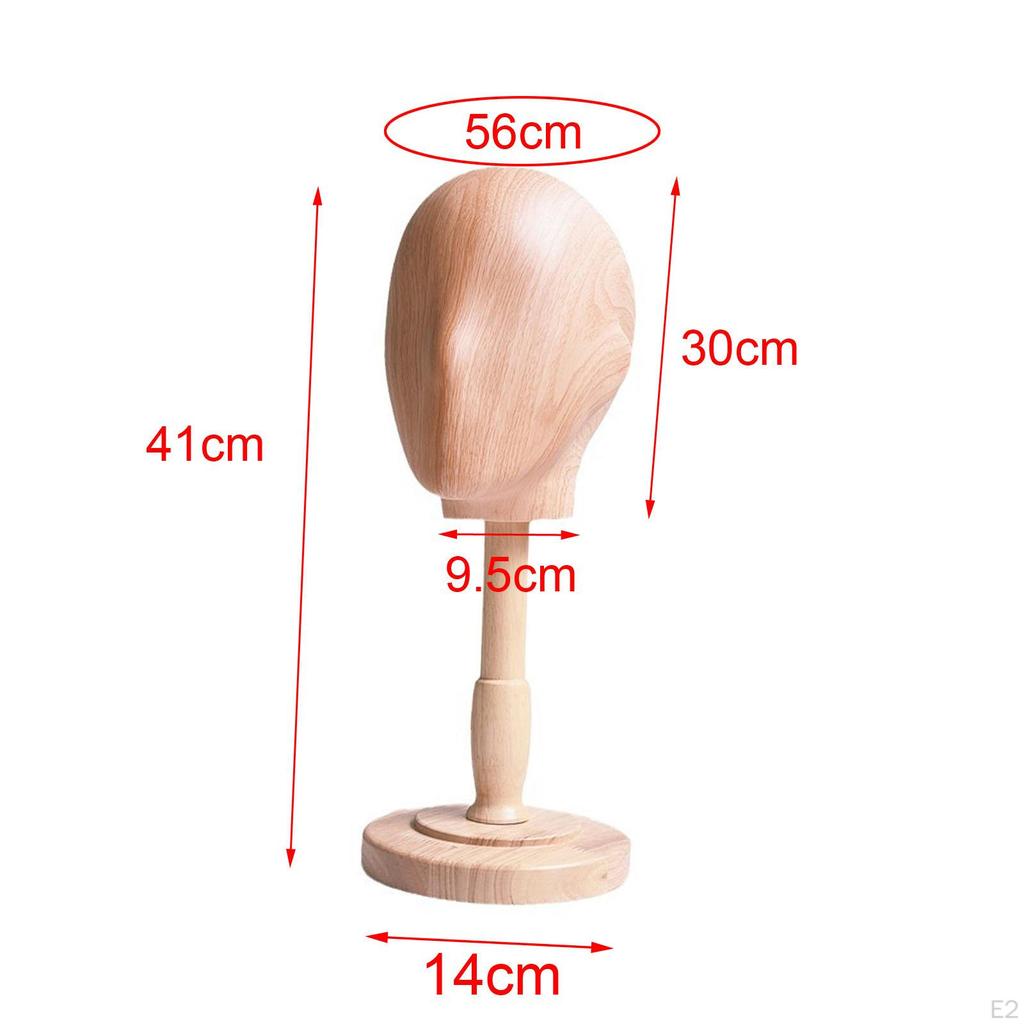 Wooden Mannequin Head Stand for Hats Caps Wig Holder Multipurpose Detachable Wood
