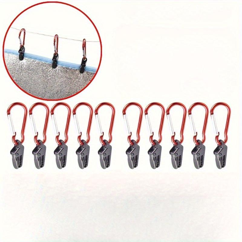 10pcs Windproof Tent Awning Clamp with Carabiner Hook - Securely Fasten Tarpaulin and Wind Rope for Outdoor Camping