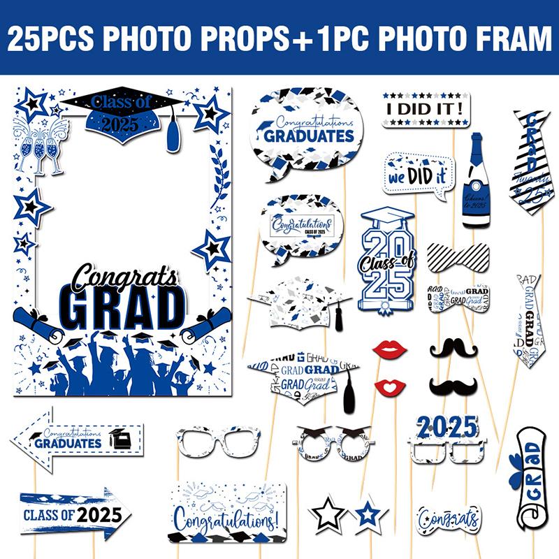 2025 Выпускной Фотобудка Реквизит Рамка Баннер Для Выпускников 2025 Декор Для Празднования Выпуска Фотофон Реквизит Товары Для Вечеринки