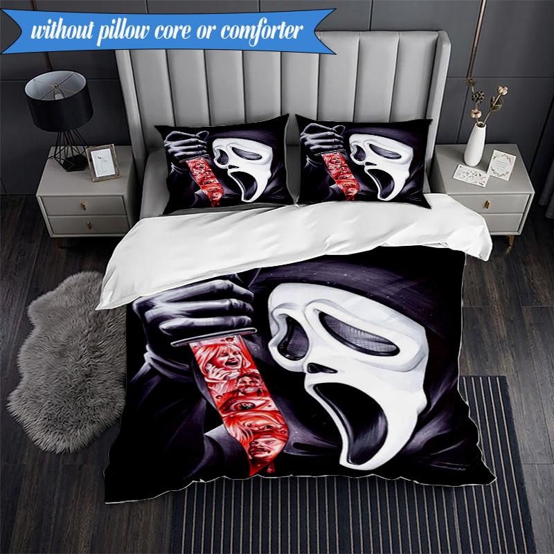 Scr-eam Horror Movie 3pcs K-pop music group Bedding set,Ideal for Bedroom, Dormitory,Including Duvet Cover And 2pcs Pillowcases,Fan gifts