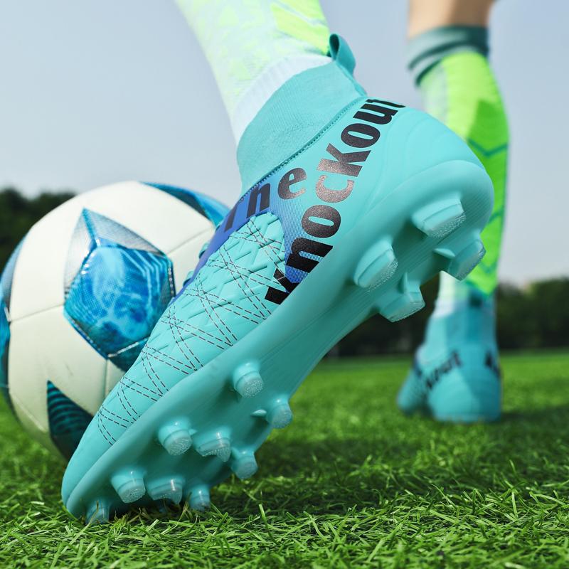 31-48 Мужские/женские футбольные бутсы. Высококачественные большие кожаные высокоэластичные носки, футбольные тренировочные бутсы с длинными ногтями из искусственного газона.