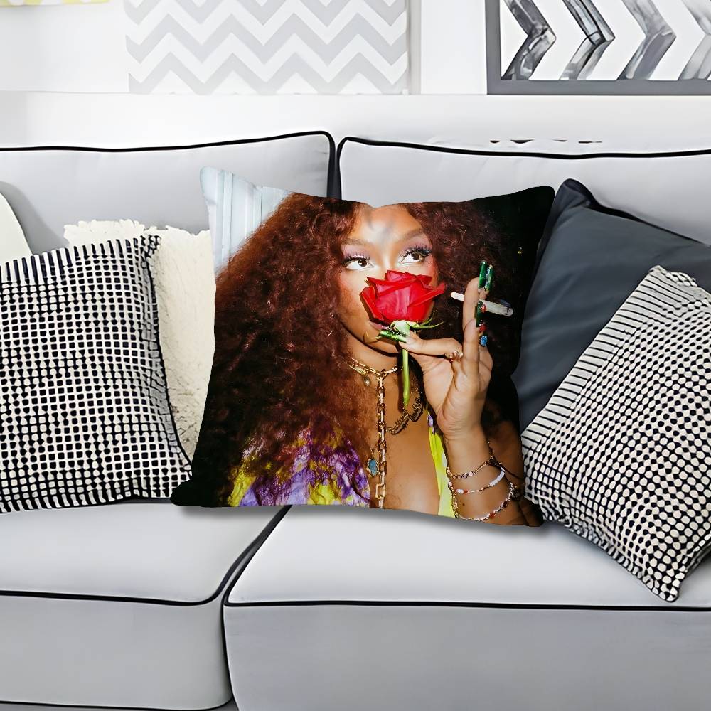 SSZA SOS Singer Various Sizes Square Pillow Case For Car Home Bedchamber Decor Custom Valentine gift
