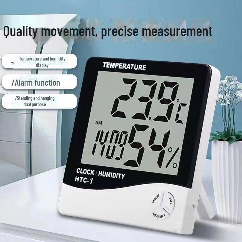 Цифровой комнатный термометр и гигрометр HTC-1 с будильником для детских комнат