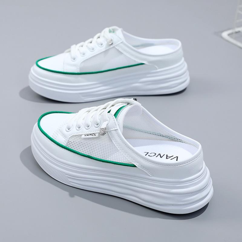 Summer Trendy Women's Half Slippers Fashion Breathable Platform Shoes Modern Sandals Small White Shoe Korean Student Shoes Mujer