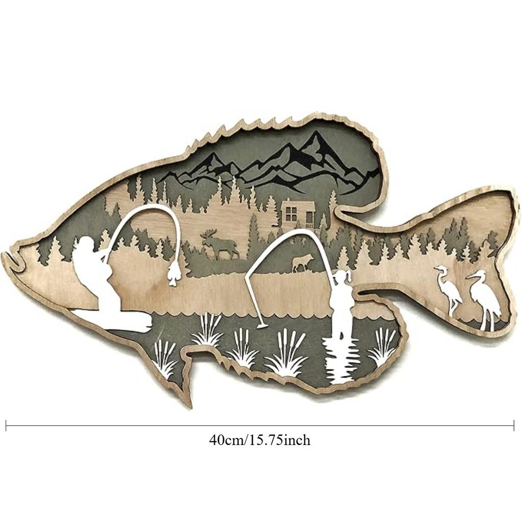 Настенная декоративная картина для комнаты, интерьера и улицы, 3D-многослойное деревянное искусство - широкоэкранный горный пейзаж для демонстрации подарков на новоселье, дне рождения, рождественских подарках
