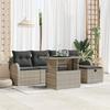 6-Piece Garden Sofa Set with Light Grey Cushions Poly Rattan, 2-Seater Garden Sofa with Storage and Cushions 3361081
