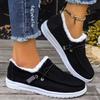Large Size Cotton Shoes for Women's Autumn and Winter New Round Head Lace-up, Velvet Warm Casual Cotton Shoes for Women