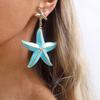 Exaggerated Drop Oil Starfish Pendant Earrings for Women Creative Metal Pentagram Earrings Beach Vacation Jewelry Gifts