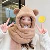 Winter Warm Women Beanies Caps Cute Bear Ear Integrated Cap Scarf Ear Protection Caps  Cycling