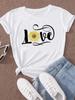 (Asian Size) Clothing Casual Love Letter Style Cute Sweet Tshirt Women Short Sleeve Fashion Print Lady Tee Top Female Graphic T-shirts