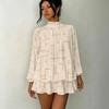 Women's 3D Abstract Swirl Print Mock Neck Long Sleeve Dress, Raglan Sleeve Fake Two Piece Mini Dress