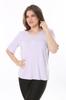 Женская блузка большого размера Плюс размер, сиреневый воротник, детальная блузка с короткими рукавами
