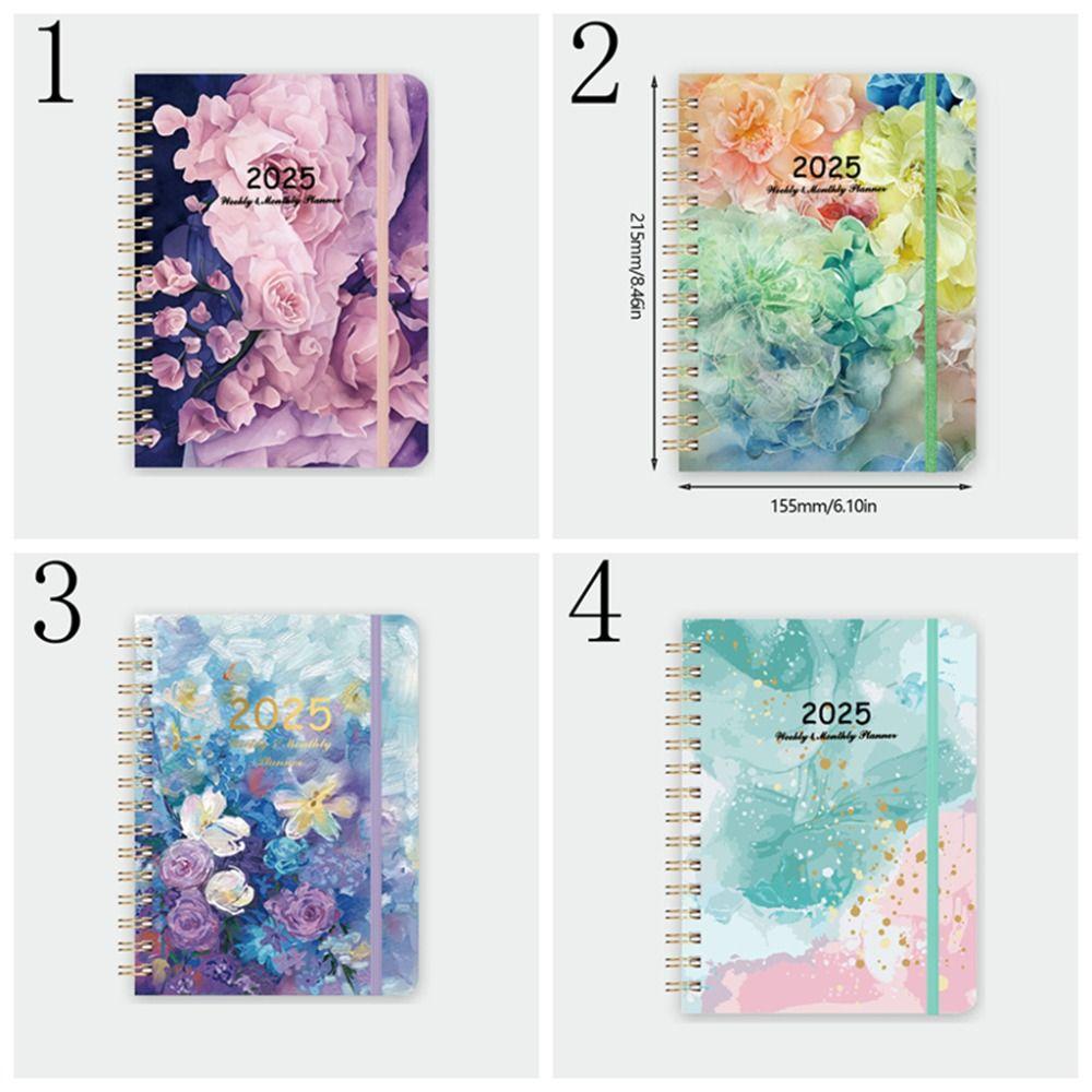 A5 2025 Agenda Planner Notebook Floral Paper 365 Days Notepad 140 Pages Simple 12 Months Planner Notebook Daily Planner