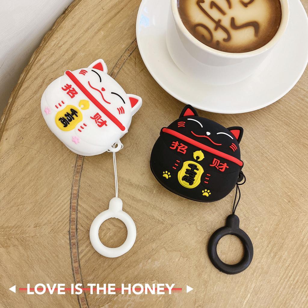 Силиконовый чехол для наушников с милым мультяшным Lucky Cat для Samsung Galaxy Buds 2 Pro Live, чехол для Galaxy Buds2 Pro, полная защита с ремешком