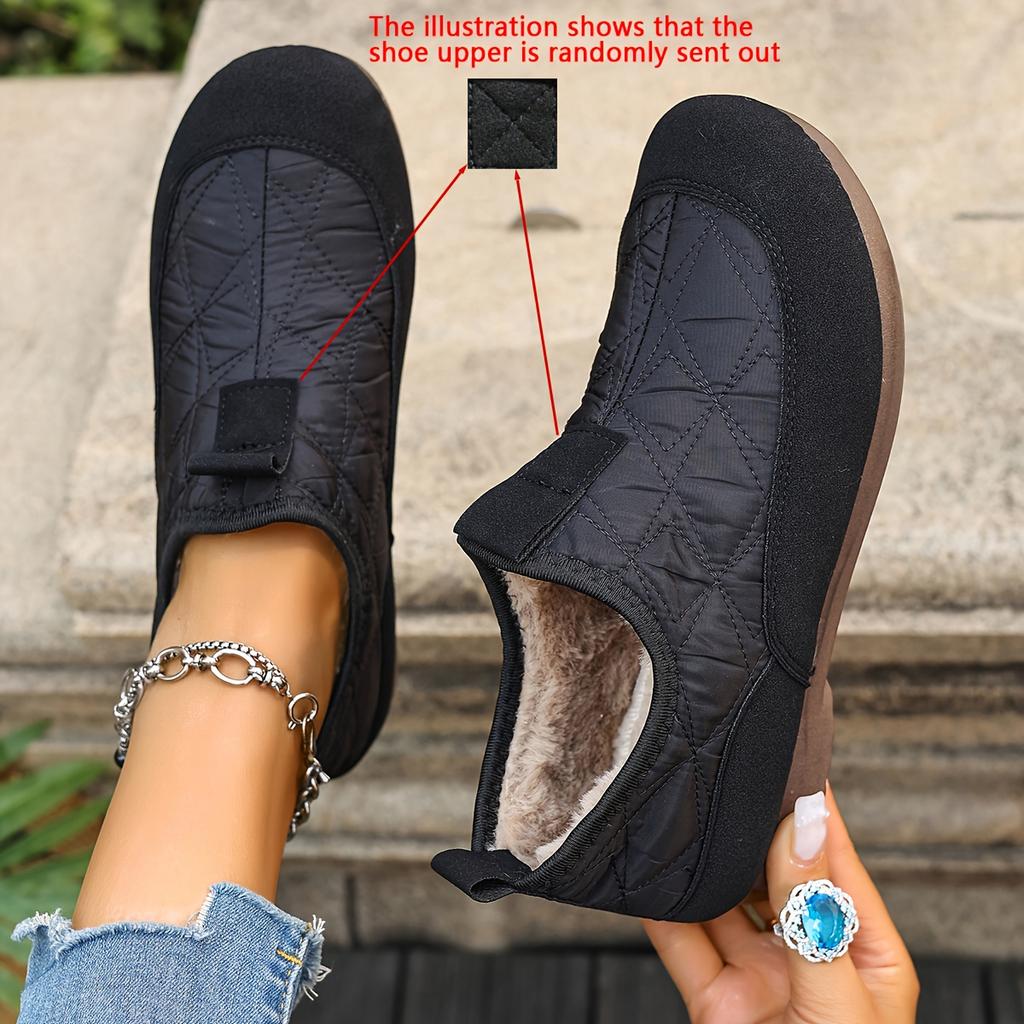 Женские уютные зимние ботинки-слипоны - Теплые флисовые ботильоны с круглым носком и массивной подошвой, Коричневые повседневные ботинки для повседневной одежды, Зимняя обувь