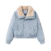 Blue lamb wool large lapel cotton-padded clothes for women's winter new high-end foreign style unique super good-looking thick coat