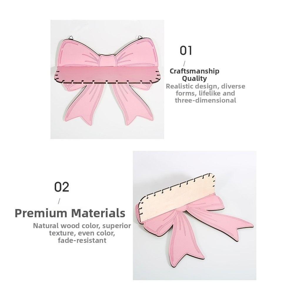 Pink Bow Wall Mounted Shelf Wooden Holder Wood Storage Rack Wall Storage Holder Girls Room