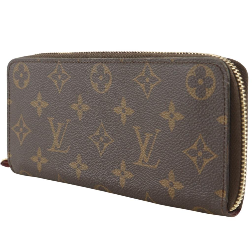 LOUIS VUITTON Portefeiulle Clemence Purse M60742 Zip Around Fuchsia Red Monogram canvas Women Used