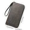 Men's Business Leather Wristlet Wallet Large Capacity Credit Card Holder Clutch Purse with Zipper