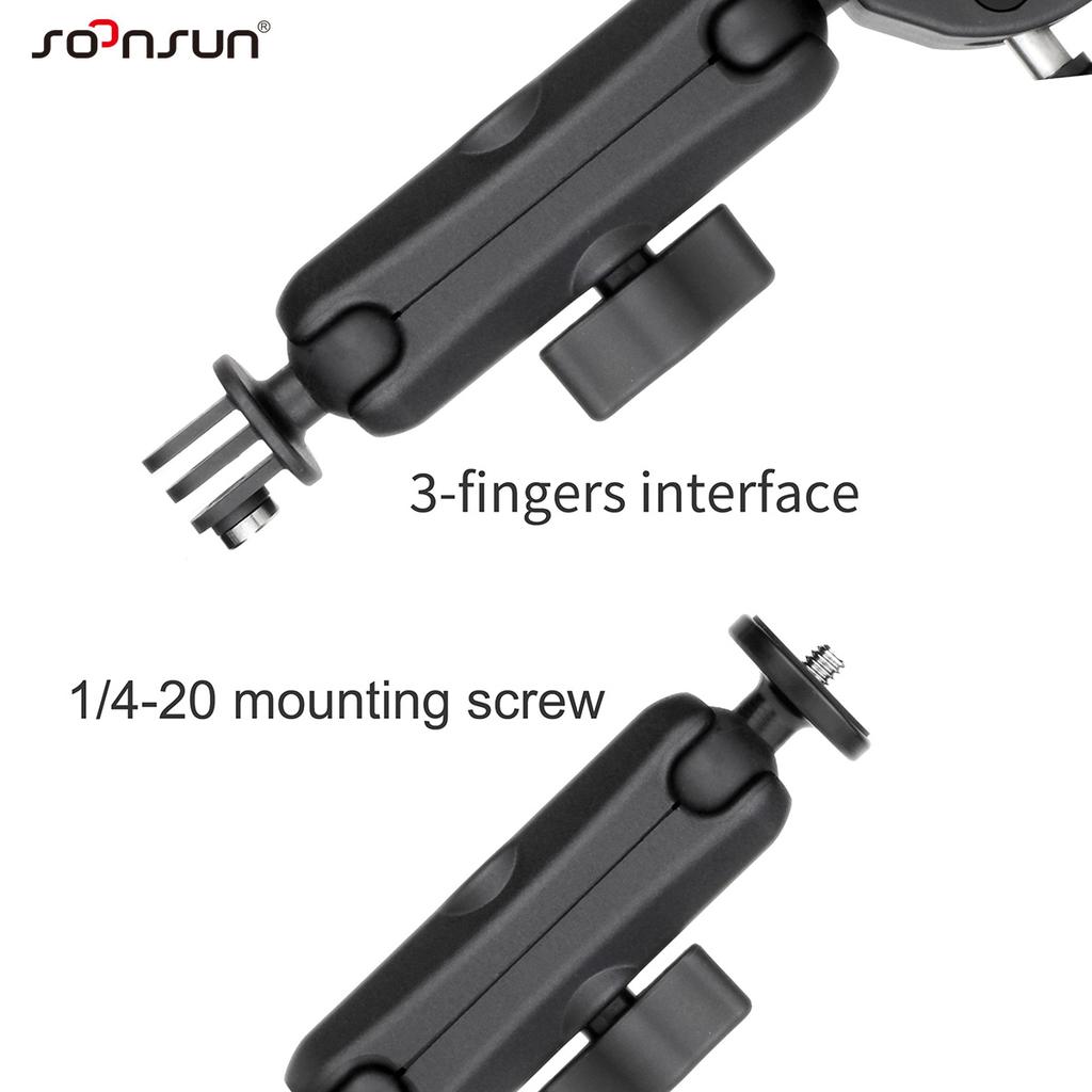 SOONSUN Motorcycle Bracket For GoPro Insta360 Akaso DJI Aciton Camera Mounting Tube Bicycle Mount 360° Ball Head Magic Arm Clamp