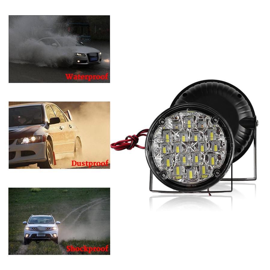 2 шт. 18 светодиодов Дневной ходовой огонь для автомобиля Противотуманная фара DRL 6500K Белый