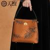 Leather handbag, niche, light luxury, small square bag, Chinese style women's bag, retro crossbody bag