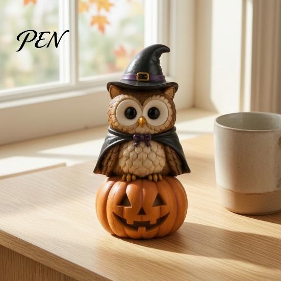 Деревянная фигурка кошки, Винтажная фигурка на Хэллоуин, Рустикальная фигурка ведьмы, зомби, совы, лягушки, Настольное украшение, Милый декор для рабочего стола, Фермерский многоуровневый поднос
