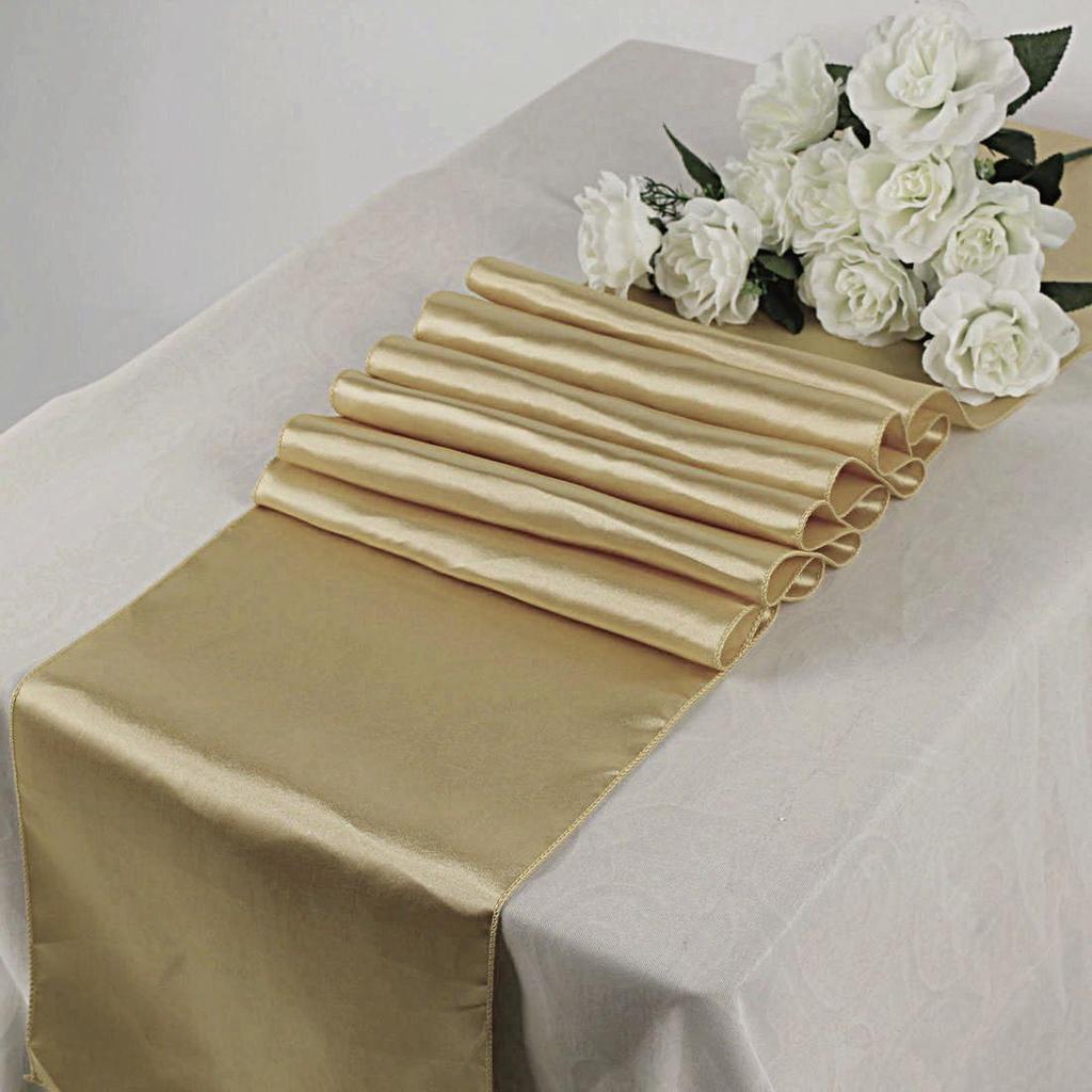 Pack of 4 Satin 12 X 108 inch Luxury Satin Table Runner, Perfect for Weddings, Holiday Dining, Banquets, Parties, & Events, Formal Dining & Home