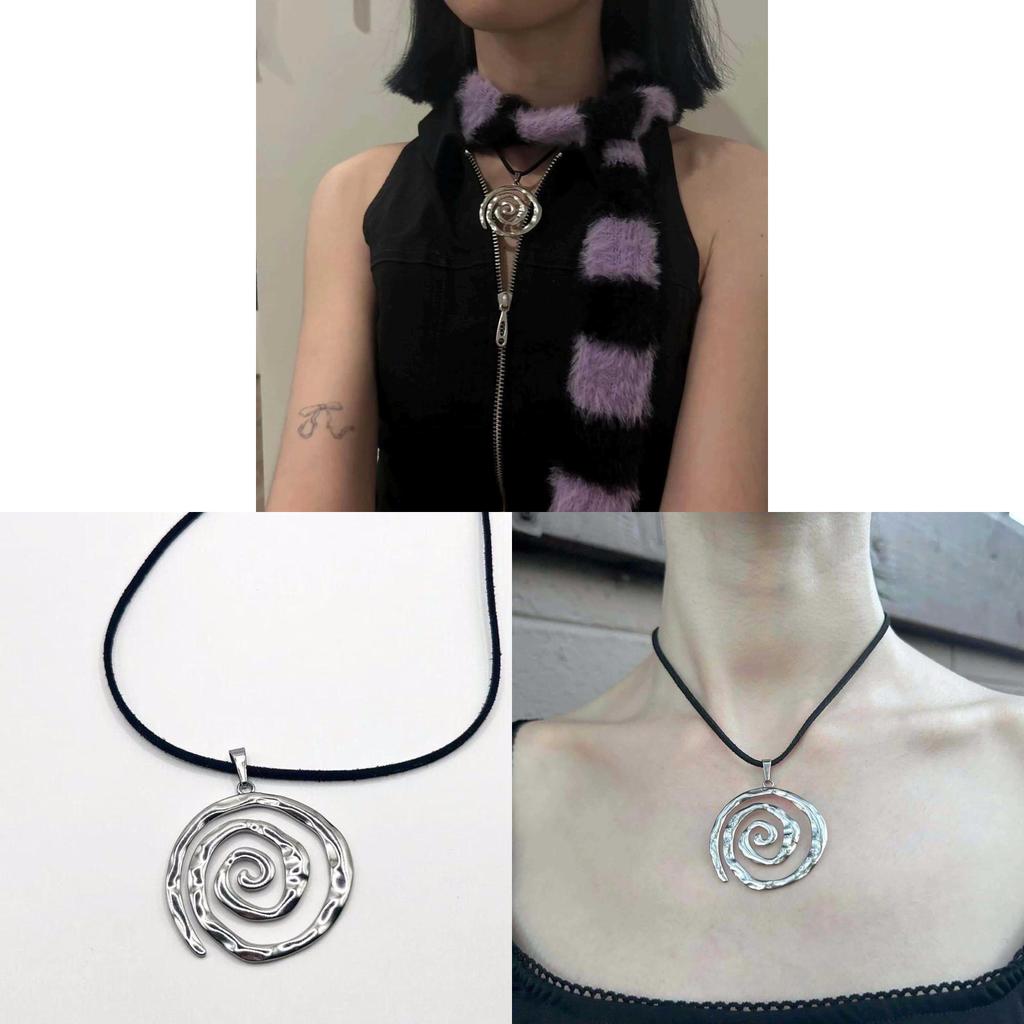 Titanium Steel Spiral Pendant Necklace For Women With Geometric Design And Boho Style Fall Jewelry