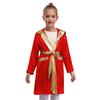 Kids Boys Boxing Robe Thai Kickboxing Costume Long Sleeve Open Front Hoodie Cloak with Belt Workout Sports Fitness Joggers