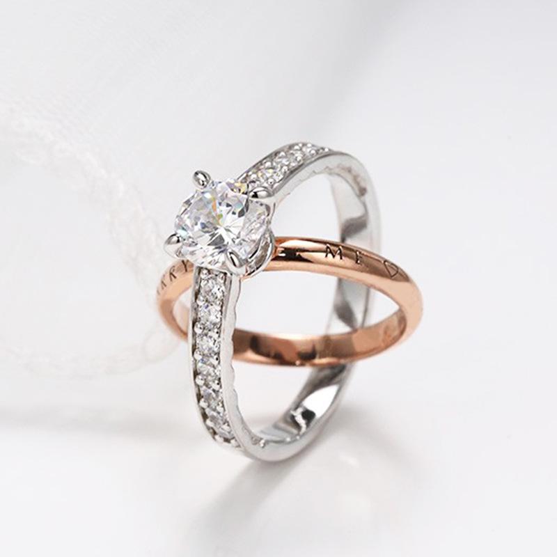 X-shaped Diamond Inlaid Women's Fashion Simple Little Ring Ring