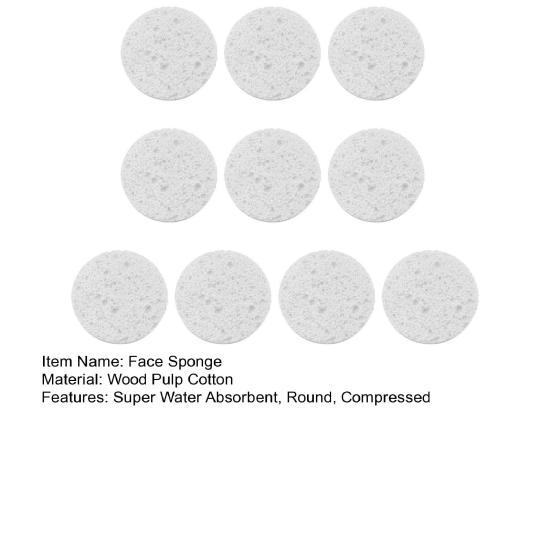 10 шт., губка для лица, многоразовая, круглая, абсорбирующая, сжатая, натуральная, для снятия макияжа, отшелушивающая, спа, набор целлюлозных губок для очищения лица