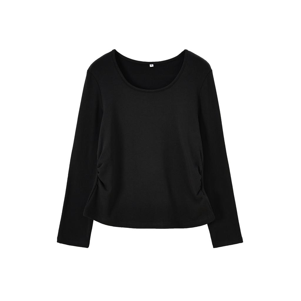 Plus-size women's basic style, versatile crew neck base shirt, slimming in winter, waist-cinching mini top, 343747
