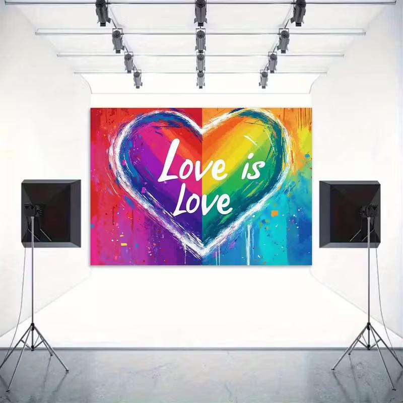 2D Flat Rainbow Love is Love Backdrop LGBTQ Pride Celebration Background Cloth
