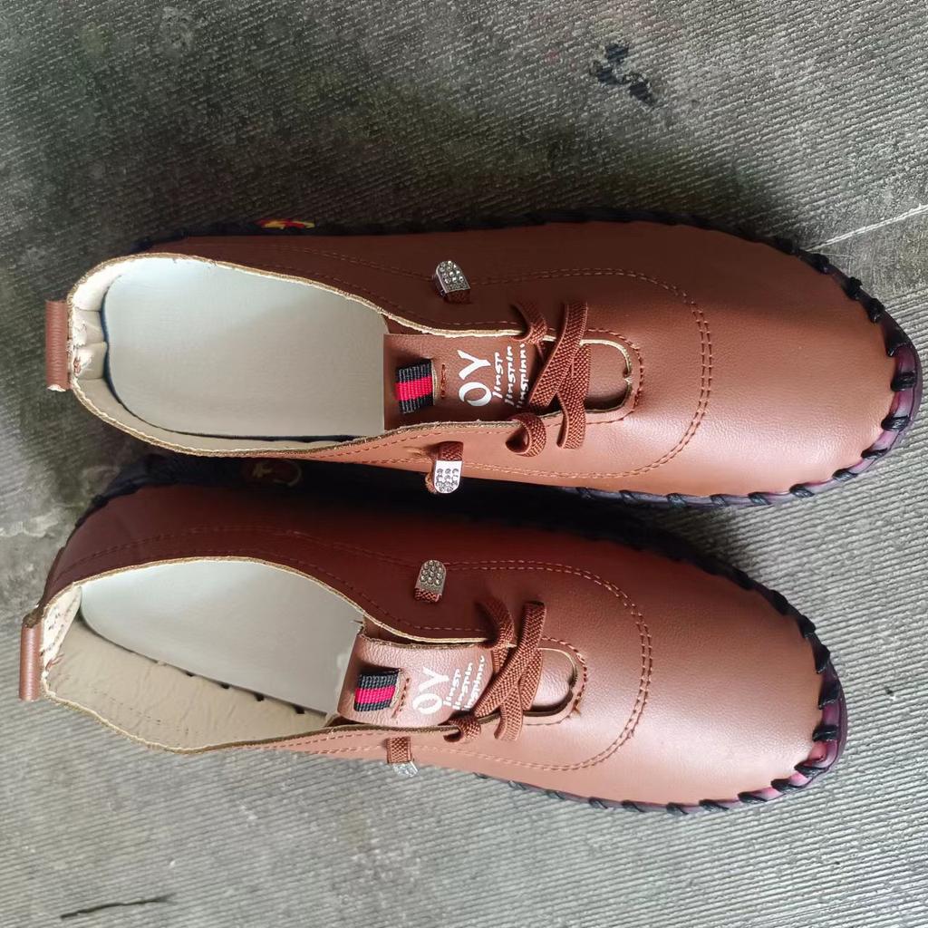 Кроссовки, женская обувь, лоферы, кожаные повседневные удобные туфли для мам на плоской подошве со шнуровкой