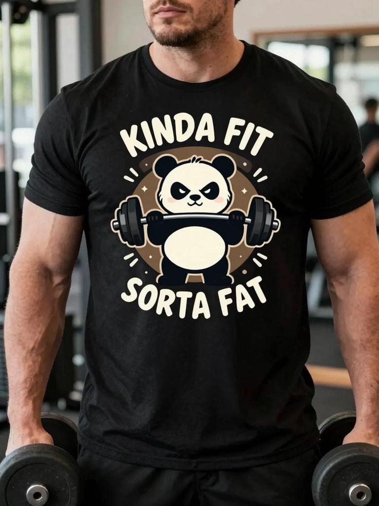 Хлопковая футболка с пандой, повседневная, винтажная, athleisure, мужская, для фитнеса, мускулистая, черная - Мужская летняя хлопковая футболка с принтом