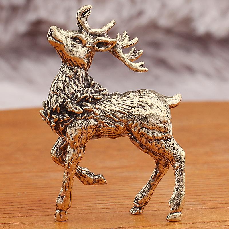 Brass Pair of Sika Deer Ornaments Home Office Decorations Christmas A Deer Forward Small Gift Crafts