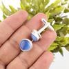 Dark Blue Cat's Eye Gemstone 925 Sterling Silver Handmade Trendy Cufflinks 0.50" CL-4-22