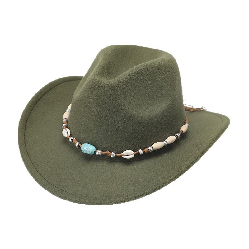 New Tibetan top hat gem chain accessories felt hat western cowboy hat performance dance retro jazz hat