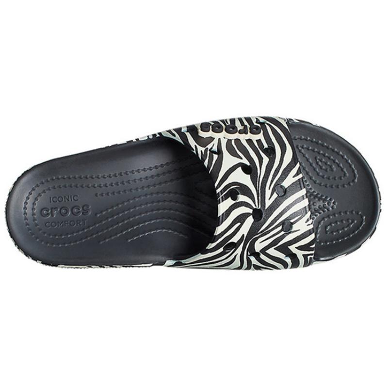 Crocs Повседневные и модные плоские шлепанцы женские черные зебра
