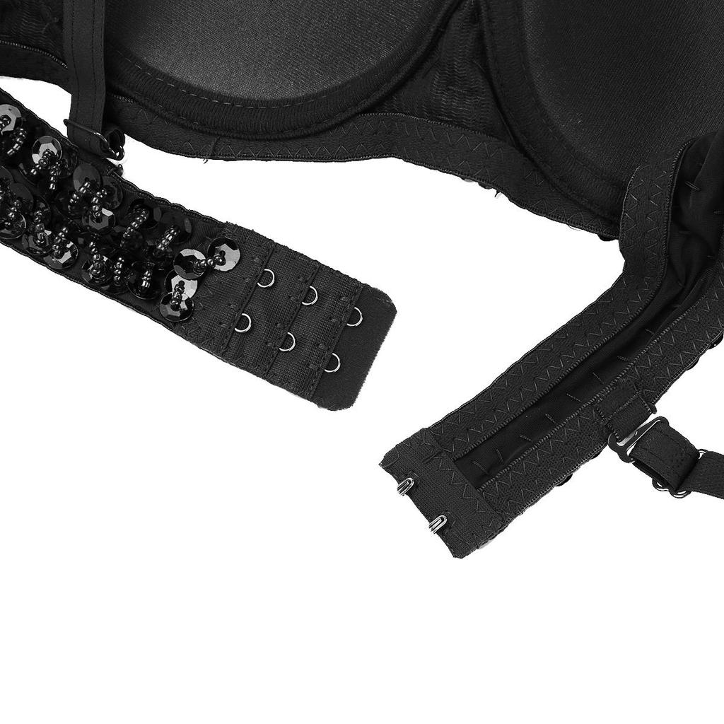 Women's Lingerie Underwear Padded Bra Top Fashion Sparkle Sequins Bralette for Belly Dancing Club Wear