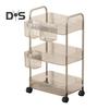 Movable Shelf with Wheels Multi-tiers Storage Rack Rolling Cart Transparent Basket Organizer Trolley for Snacks Cosmetics Bathroom