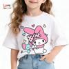 Футболка melody Милая мультяшная футболка для маленьких девочек 4-14 лет С круглым вырезом С коротким рукавом Принт с кошкой Повседневный летний топ 2026 для комфорта
