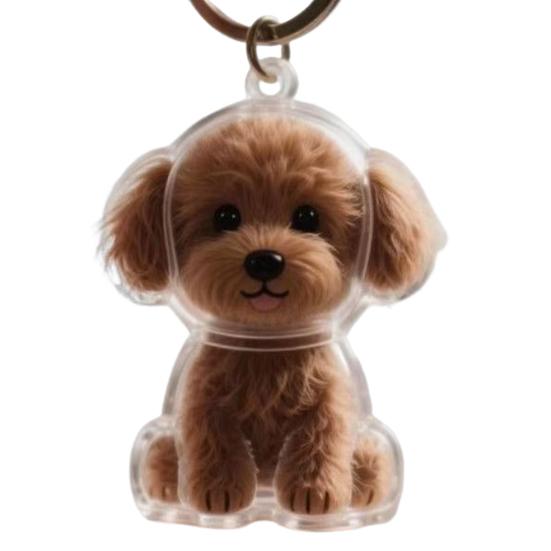 Dog Hair Collector Keychain Memorial Storage Keychain Dog Shape Charm Box Transparent Pet Fur